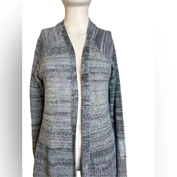 Sonoma Knit Woven Open Front Cardigan Heathered Blue Size Medium - Picture 2 of 5